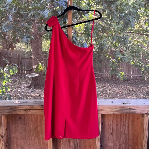 Ann Taylor Women's Red One Shoulder Side Pleated Cocktail Dress Size 12. NEW - Picture 2 of 9